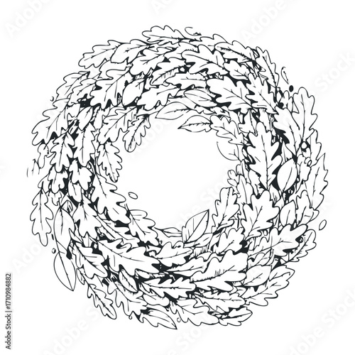 Creative nature-inspired wreath design art studio illustration indoor botanical concept. Vector illustration