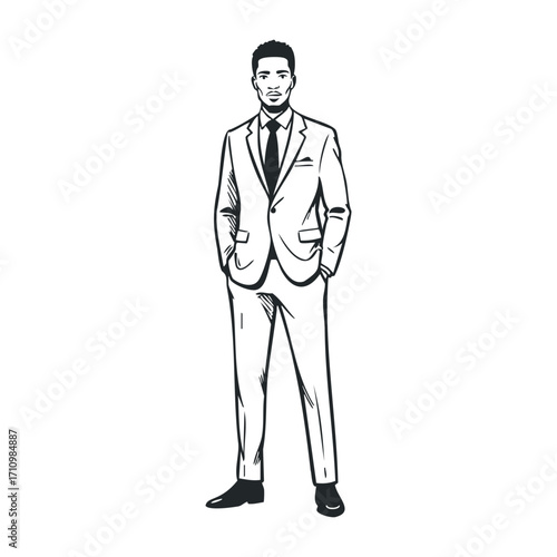 Professional business attire office setting illustration corporate environment frontal view modern professionalism. Vector illustration