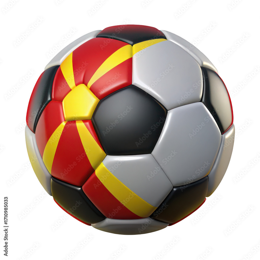 Fototapeta premium 3d soccer ball design with macedonian flag colors and national emblem integrated title should be unique, creative and subject oriented