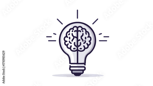 Innovative Creative Idea Concept with Light Bulb and Brain