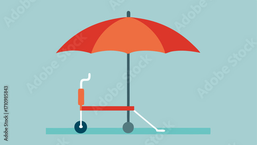 Beach Umbrella Setup An illustration of a set of beach umbrellas with one specifically designed to be easily adjustable for individuals with mobility challenges.