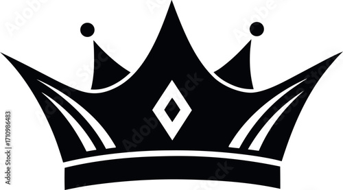 Vector art of elegant black crown with diamond accent, a symbol of royalty and power, , perfect for logos and designs