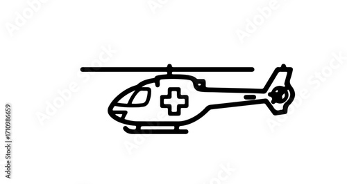 Air ambulance flying to rescue in medical emergency, symbolizing rapid response and urgent care with a minimalist design for healthcare applications