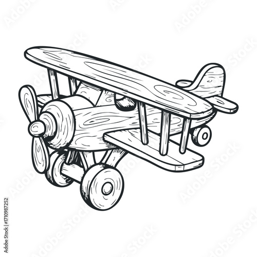 Vintage biplane flying over scenic landscape artistic illustration air travel natural environment aerial view creative concept. Vector illustration