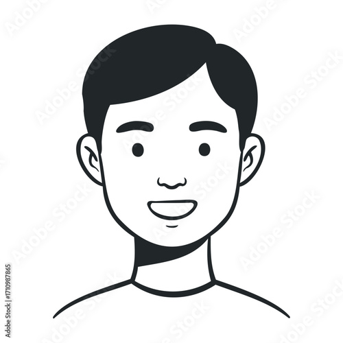 Smiling young man portrait indoor setting digital illustration friendly expression character design. Vector illustration