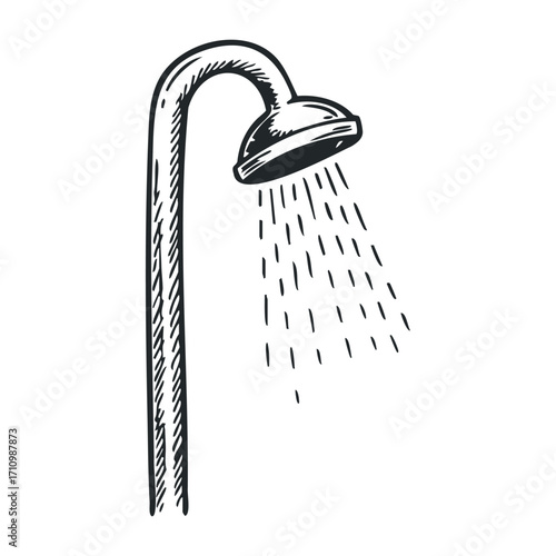 Refreshing shower experience bathroom illustration clean environment side view wellness concept for home decor. Vector illustration
