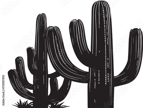 Elegant cactus silhouette vector design with desert inspiration