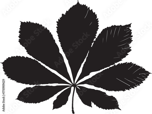 Decorative chestnut leaf silhouette illustration with organic beauty