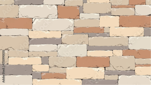 Stone wall background. Stone wall pattern for home exterior design texture backdrop. Vector illustration.	