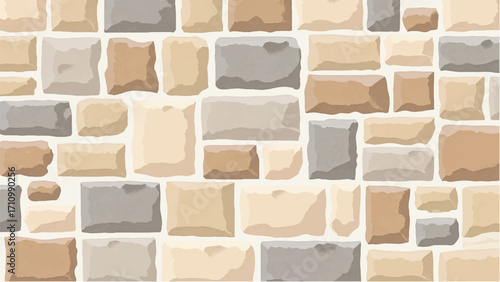 Stone wall background. Stone wall pattern for home exterior design texture backdrop. Vector illustration.	