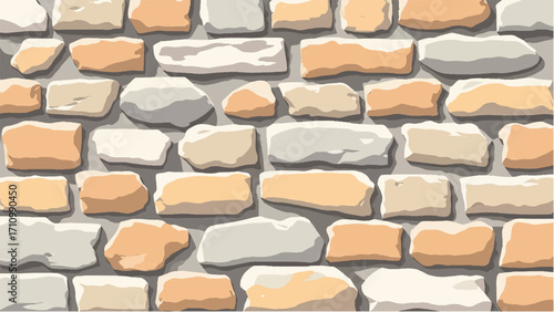 Stone wall background. Stone wall pattern for home exterior design texture backdrop. Vector illustration.	