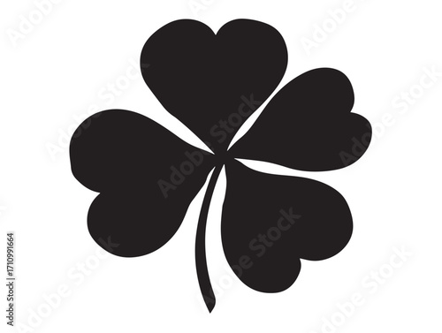 Detailed clover leaf silhouette vector illustration artwork