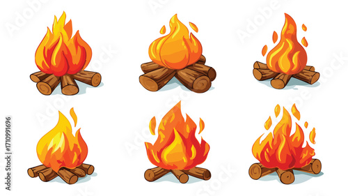 Burning Flame Emoji Cartoon Illustration - Campfire Hot Image