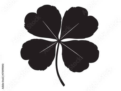 Minimalist clover leaf silhouette for creative artwork