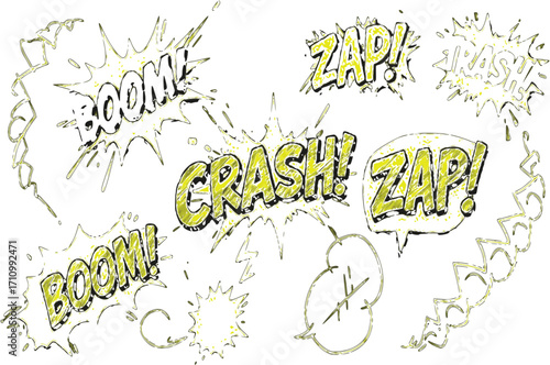 Comic Book Style Sound Effects Clipart for Graphic Design Projects