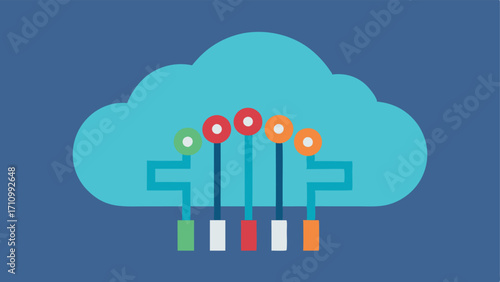 Data Cloud with Genetic Information A cloud icon filled with binary code and DNA strands representing the storage and analysis of genetic data.
