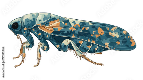 Tiny Flea Jumping with Bumpy Texture - Vector Illustration for Projects