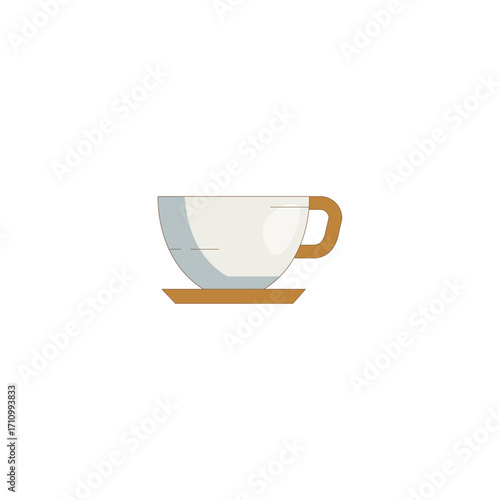 Coffee teacup icon logo flat vector design