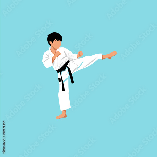A karate student icon logo flat vector design