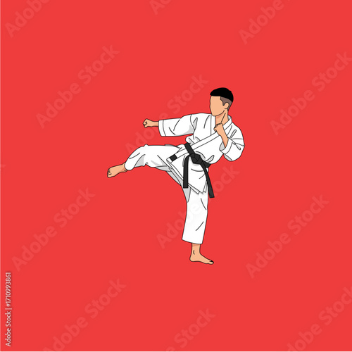 A karate player icon logo flat vector design
