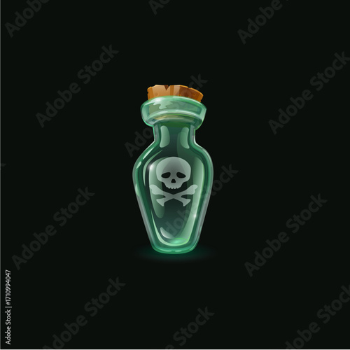 Death potion, Wizard elixir icon logo flat vector design