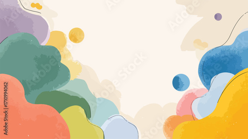Elegant Pastel Blob Shapes Floating on Cream Background