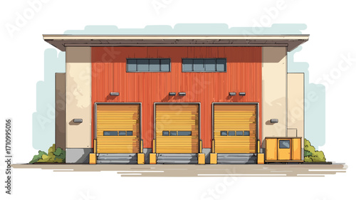 Modern Warehouse Building with Loading Dock - Industrial Real Estate and Logistics Concept