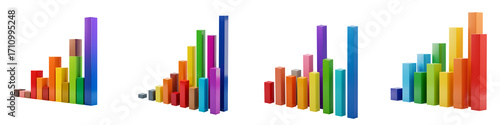 Free Download Business Growth Chart with Rainbow Bars On Transparent Background - GFXLoad