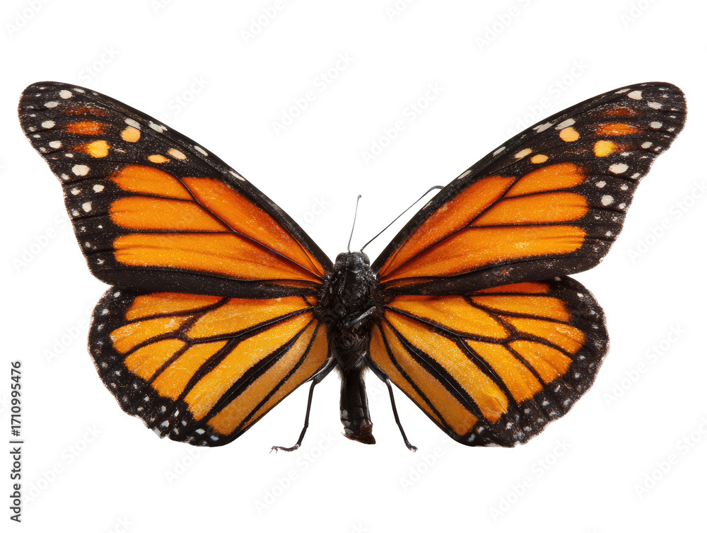 Fototapeta premium Monarch butterfly, wings spread, detailed close-up