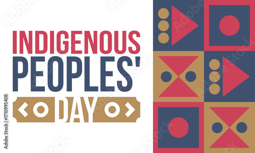 Indigenous Peoples' Day. Native American Day. American Indian culture. Heritage Month. Celebrate annual in United States. Tradition pattern. Poster, card, banner and background. Vector illustration