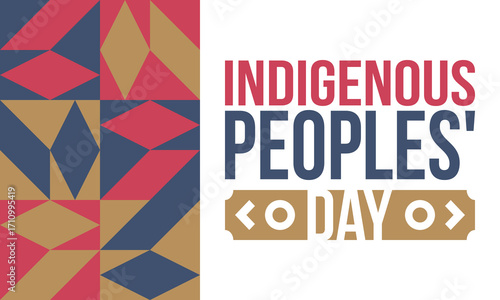 Indigenous Peoples' Day. Native American Day. American Indian culture. Heritage Month. Celebrate annual in United States. Tradition pattern. Poster, card, banner and background. Vector illustration
