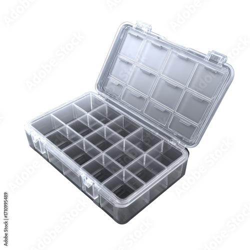 Transparent plastic storage box with compartments