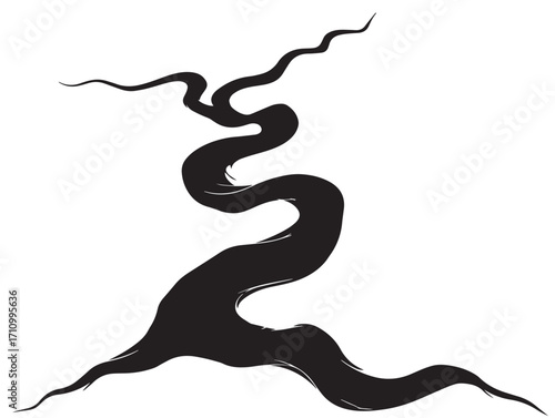 Organic curved twisted root silhouette with rustic charm
