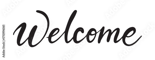Welcome lettering handwritten vintage italic word. calligraphy monoline welcome hand drawn doodle lettering poster phrase
