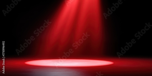 Black friday red and black poster design, Red spotlight shines on black stage floor creating dramatic black friday poster design effect