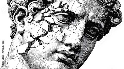 Abstract Grunge Black and White Shattered Illustration