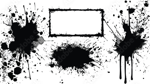 Grunge Black Ink Paint Splotch Splash Art Design Element