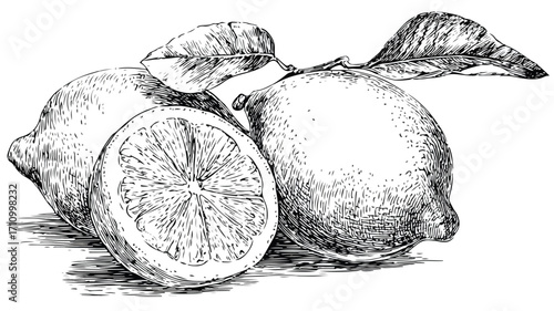 Detailed Hand Drawn Ink Sketch Vector Illustration of Lemon