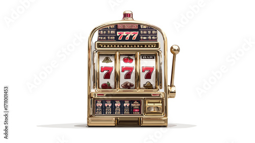 Luxury Slot Machine with Triple Seven - 3D Rendering Illustration