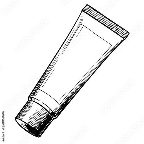 Acne treatment cream tube in vintage sketch style  