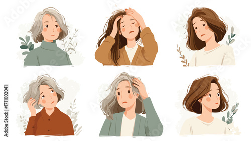 Middle-aged Woman Struggling with Increased Shedding Hair - Emotional Stress Concept