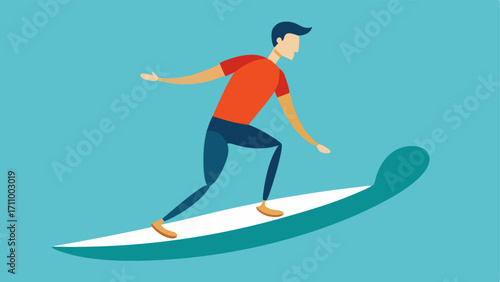 Adaptive Surfboard A surfer standing on a modified surfboard with a flexible prosthetic leg riding a wave and demonstrating balance and skill.