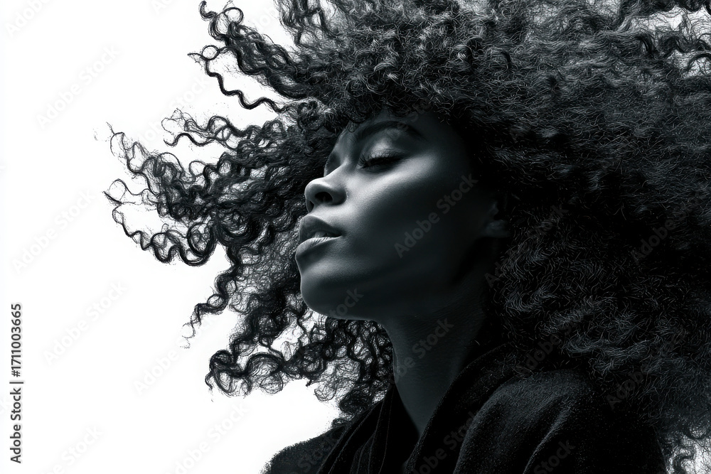 Fototapeta premium Afro Hair Beauty Flowing in the Wind
