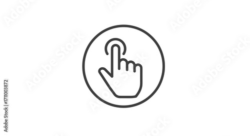 Hand icon indicating touch action on circular background  