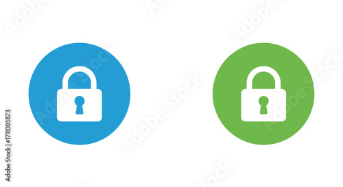 Lock icons in blue and green circles on white background  
