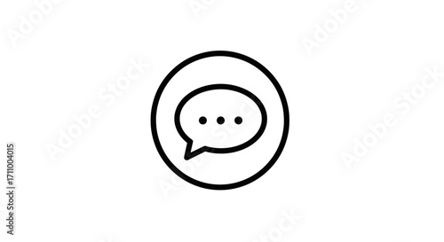 Chat bubble icon with dots in circular outline  