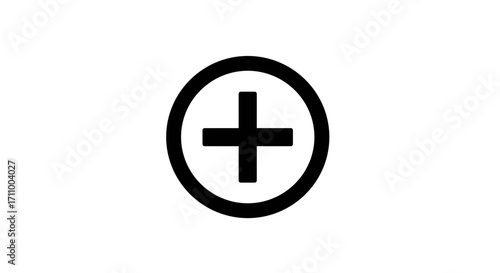 Black plus sign icon in a circular design  