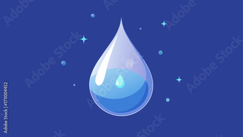 Droplet with Sparkles A large clear droplet of serum suspended in the air surrounded by tiny sparkling stars to signify instant glow.