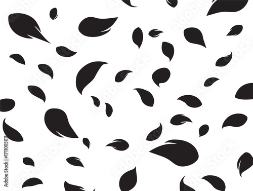 Falling flower petals silhouette vector illustration beautiful natural art