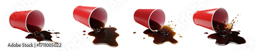 Spilled Drink from Red Plastic Cup Transparent Background